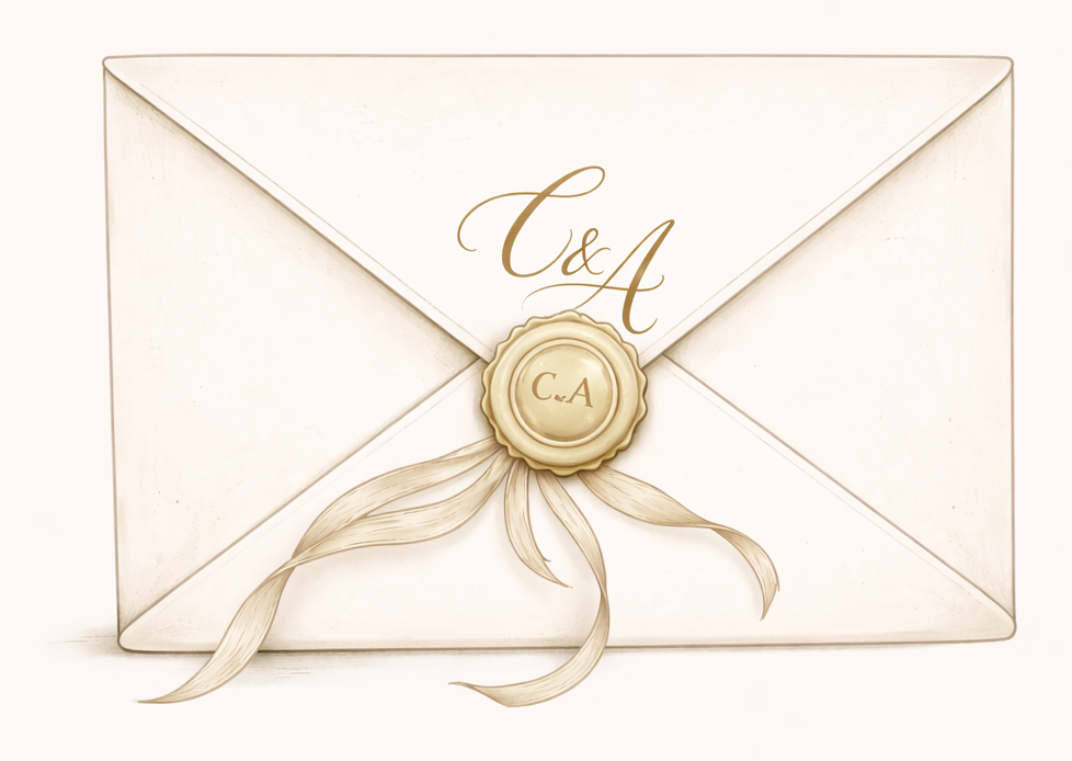 Busta con le iniziali Chiara e Andrea